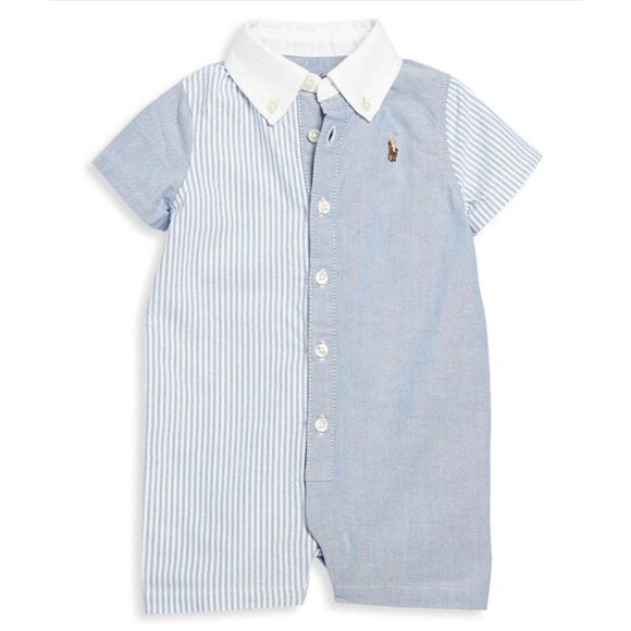 Ralph Lauren Blue and White Striped Kids One Piece - Picture 1 of 4
